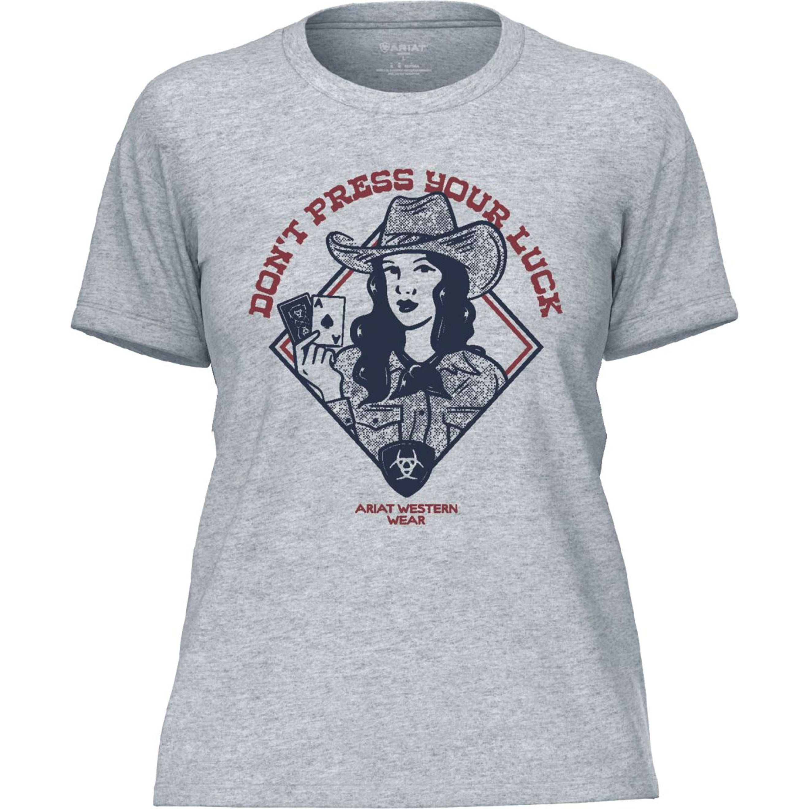 Ariat T-Shirt Don't Press Your Luck Damen Ice Blue Ariat T-Shirt Don't Press Your Luck Damen Ice Blue