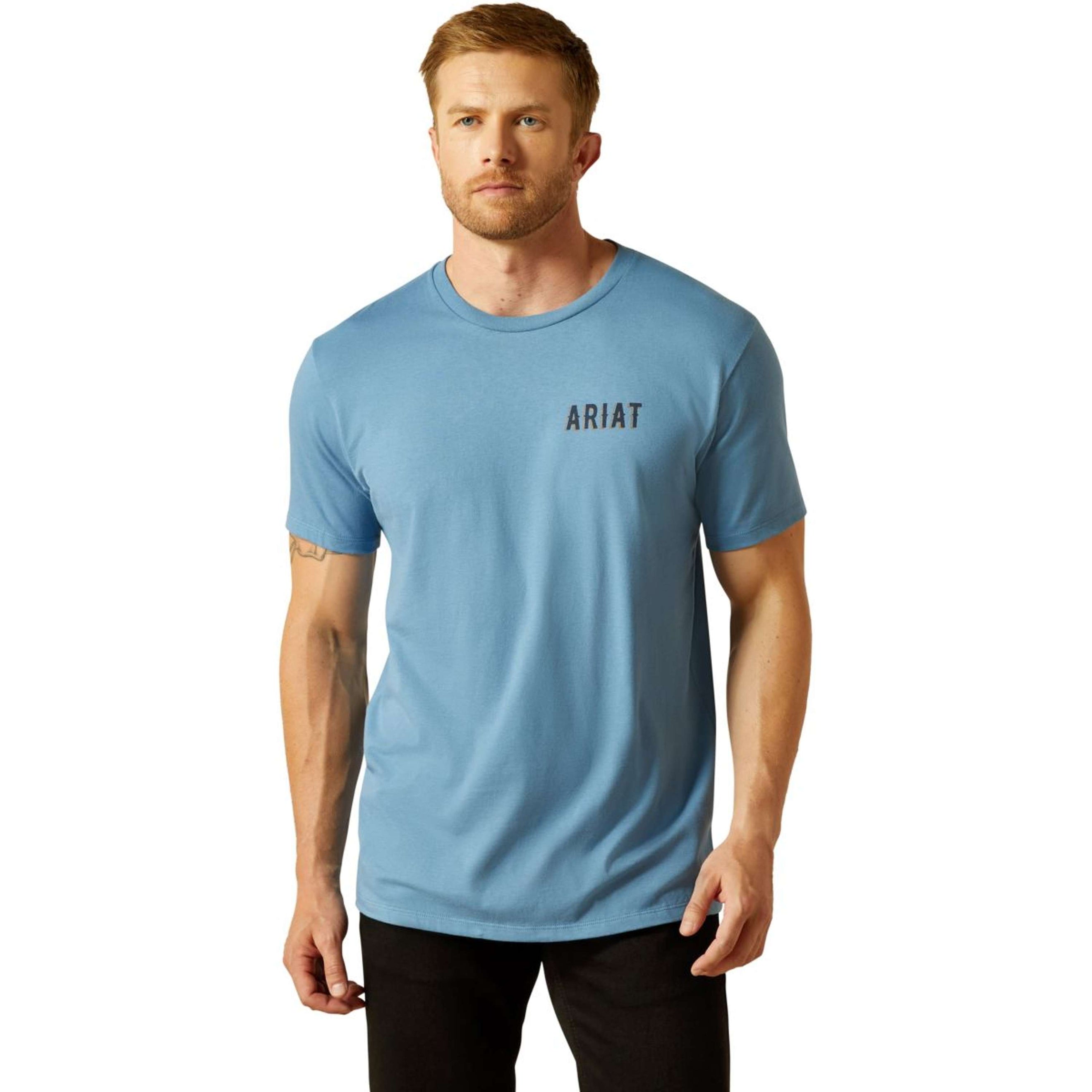 Ariat T-Shirt Blazing Saddle Herren Blau Ariat T-Shirt Blazing Saddle Herren Blau
