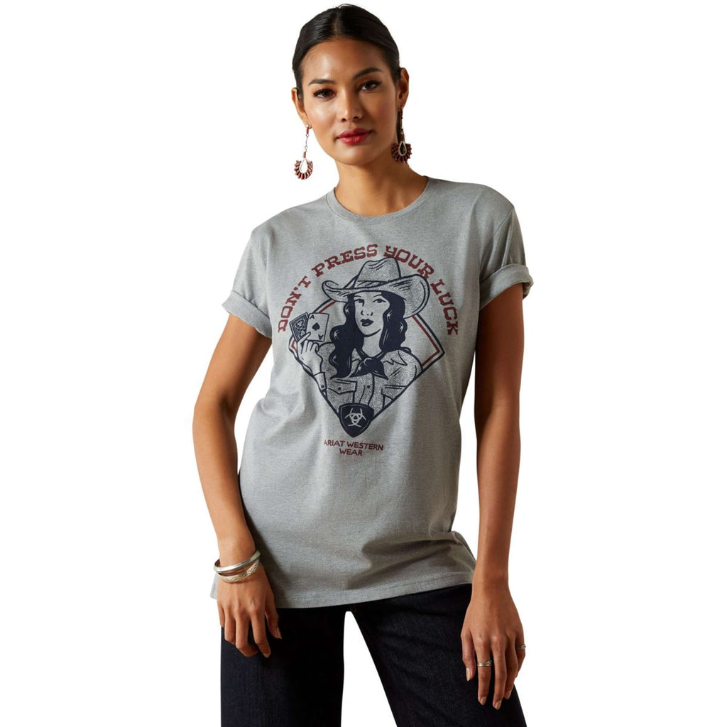 Ariat T-Shirt Don't Press Your Luck Damen Ice Blue