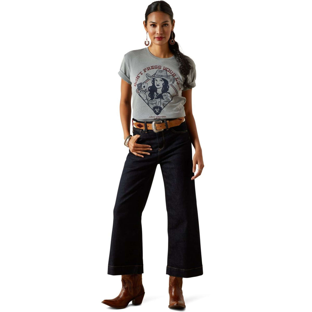 Ariat T-Shirt Don't Press Your Luck Damen Ice Blue
