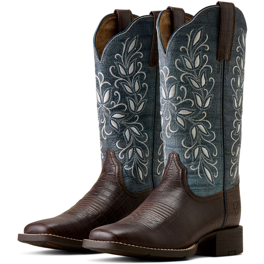 Ariat Westernstiefel Round Up Holly Damen Chocolate Croc