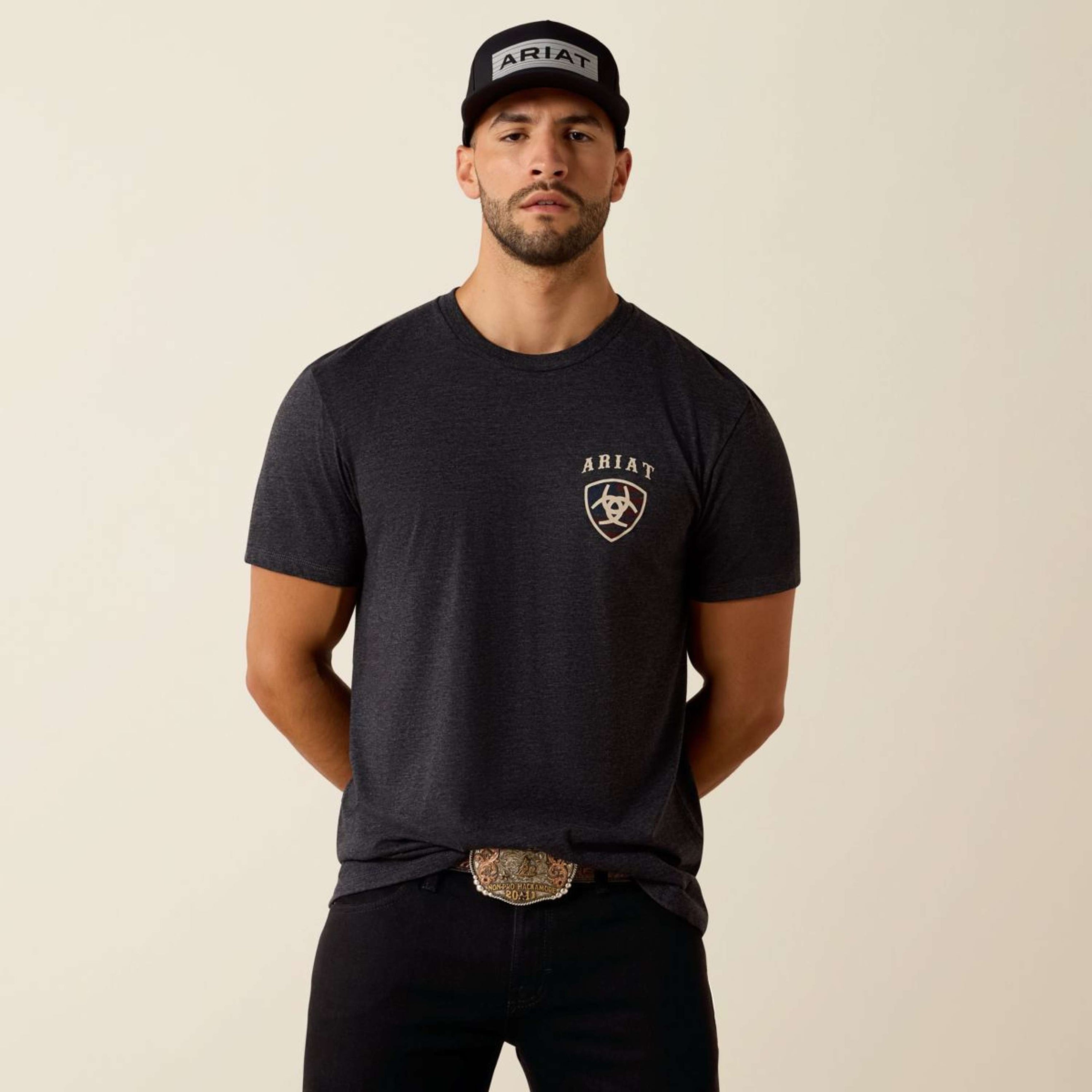 Ariat T-Shirt American Bison Tee Herren Charcoal Heather Ariat T-Shirt American Bison Tee Herren Charcoal Heather