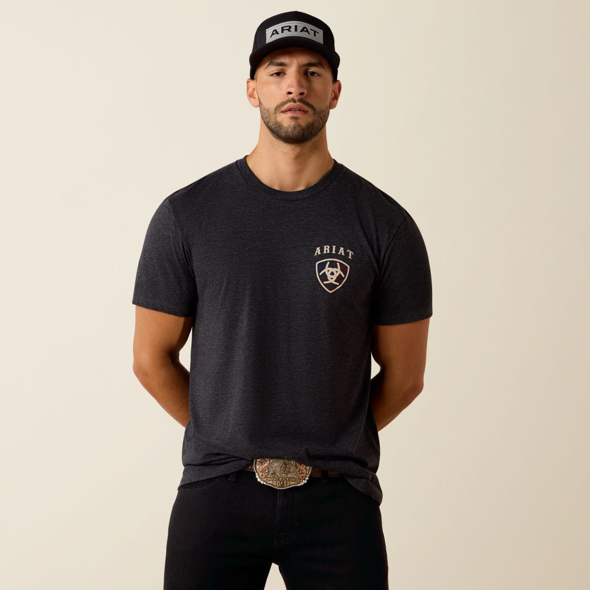Ariat T-Shirt American Bison Tee Herren Charcoal Heather