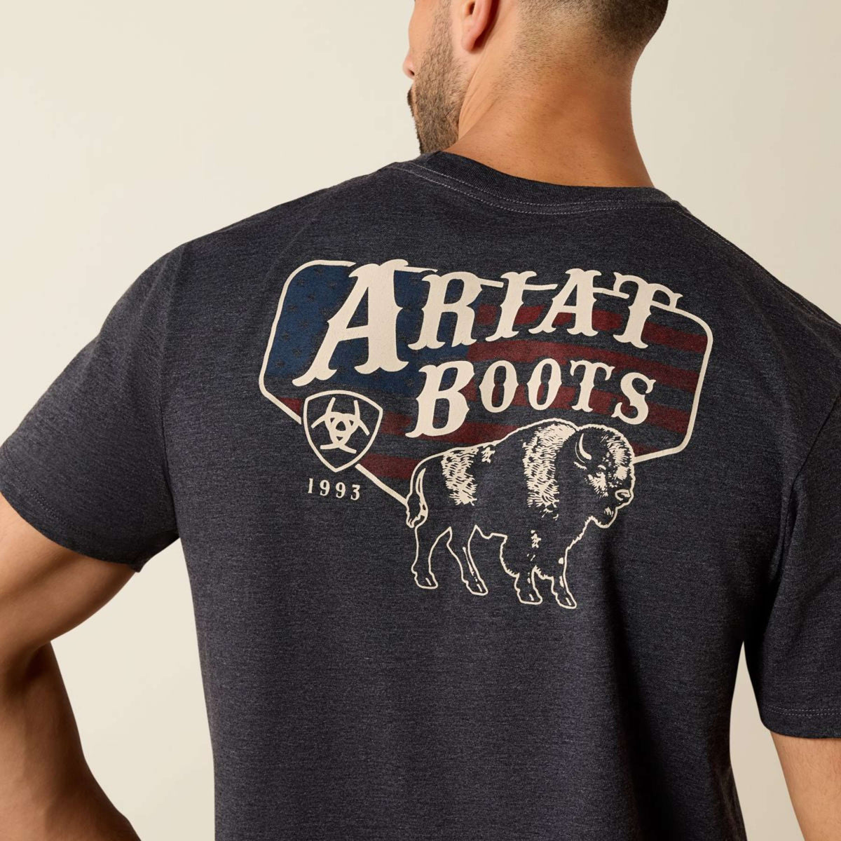 Ariat T-Shirt American Bison Tee Herren Charcoal Heather