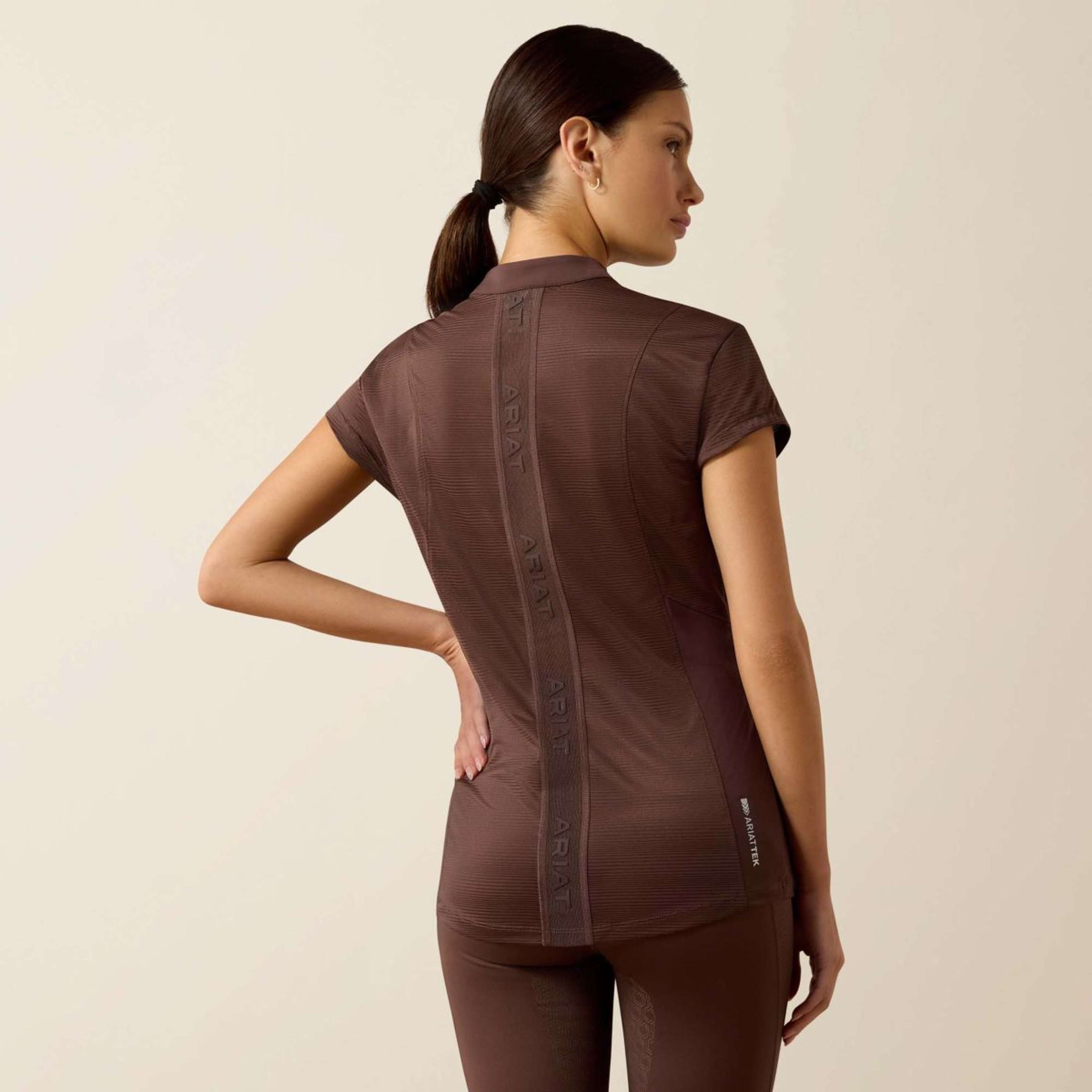 Ariat T-Shirt Breathe 1/2 Zip Damen Pommel Brown Ariat T-Shirt Breathe 1/2 Zip Damen Pommel Brown