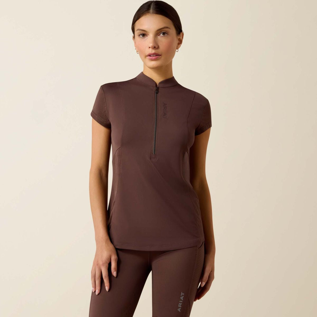 Ariat T-Shirt Breathe 1/2 Zip Damen Pommel Brown