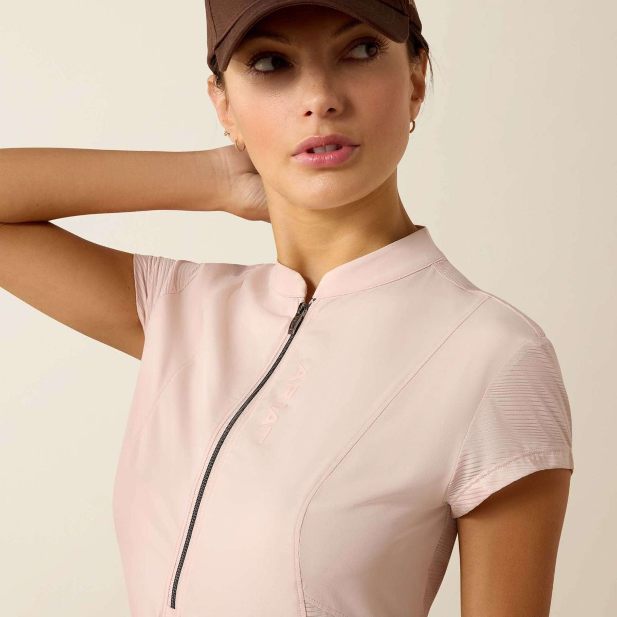 Ariat T-Shirt Breathe 1/2 Zip Damen Sepia Rose