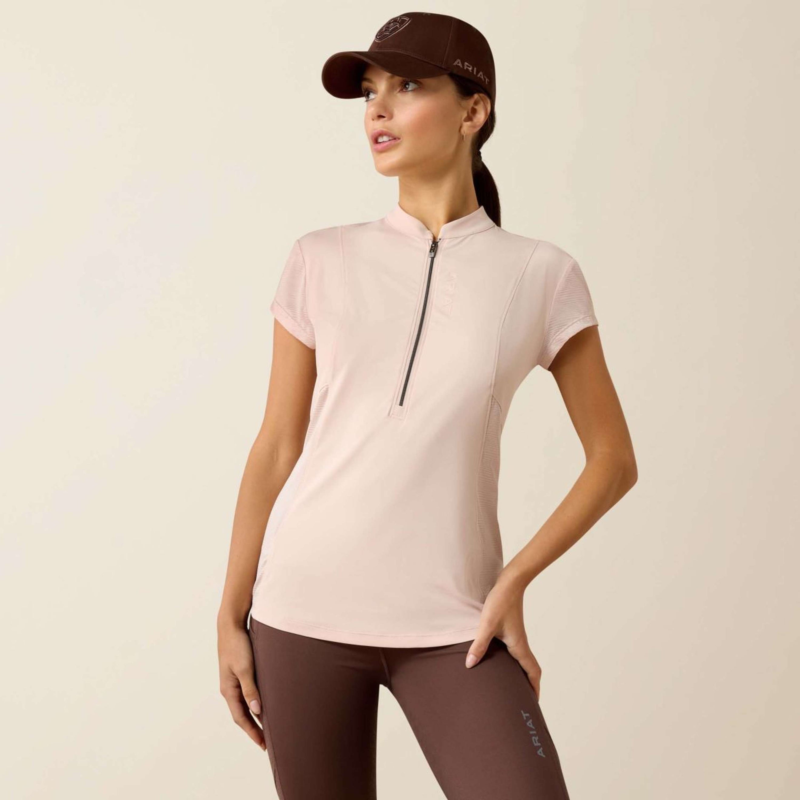 Ariat T-Shirt Breathe 1/2 Zip Damen Sepia Rose