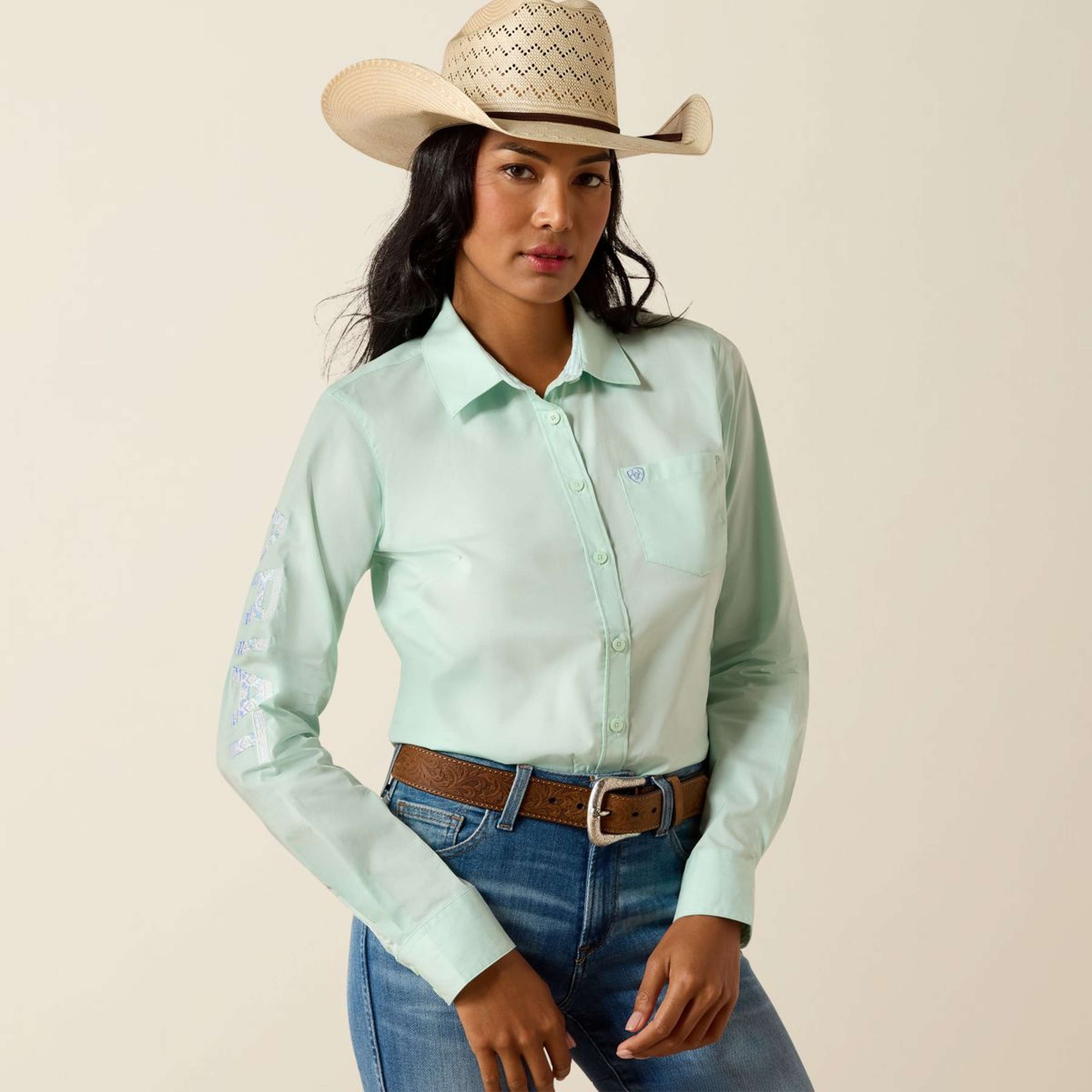 Ariat Shirt Team Kirby Lange Ärmel Dusty Aqua Ariat Shirt Team Kirby Lange Ärmel Dusty Aqua