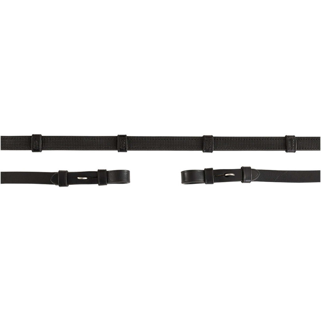 BR Zügel Leder mit Stops Schwarz/Silber