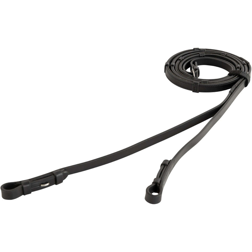 BR Zügel Leder mit Stops Schwarz/Silber