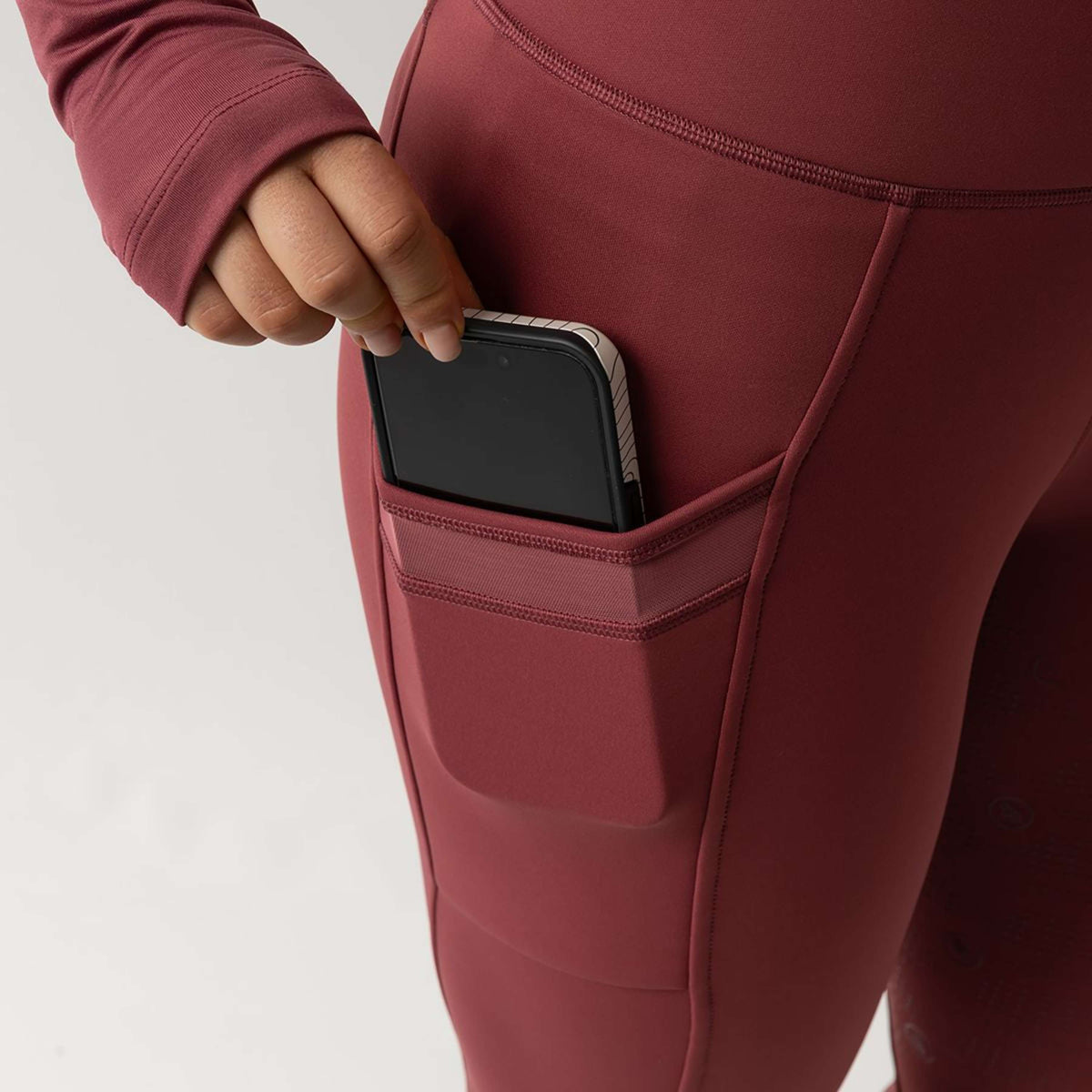 BR Reitleggings Lelie Full Grip Damen Maroon