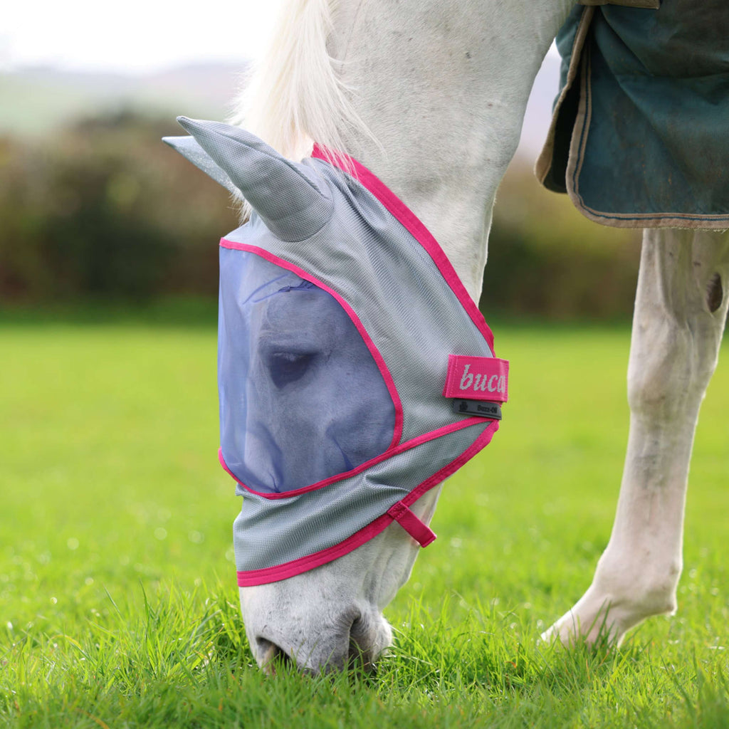 Bucas Buzz-Off Fliegenmaske Deluxe mit Ohren Blue/Blossom