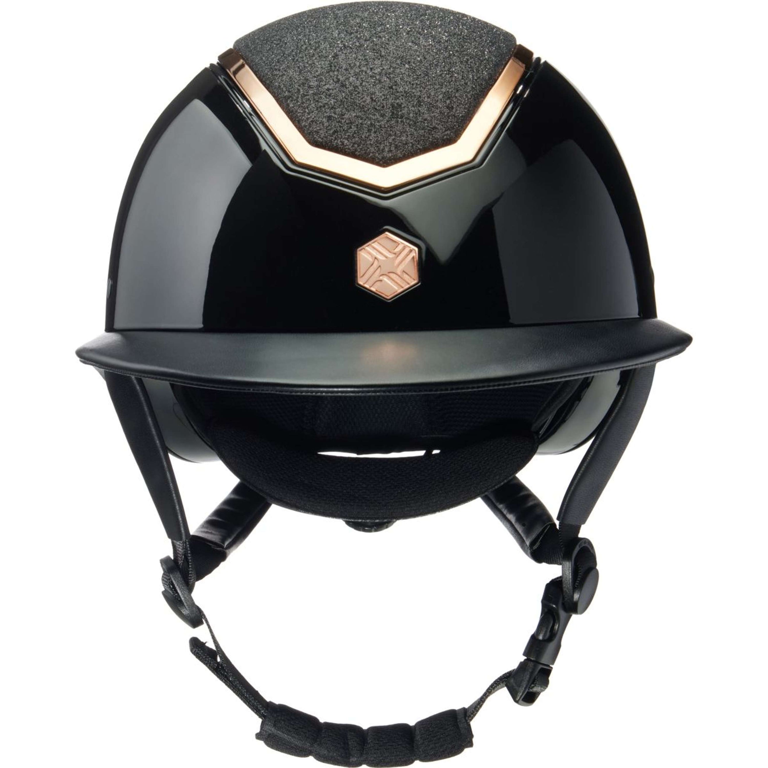 Charles Owen Reithelm Kylo Sparkly Wide Peak Black Gloss/Rose Gold Charles Owen Reithelm Kylo Sparkly Wide Peak Black Gloss/Rose Gold