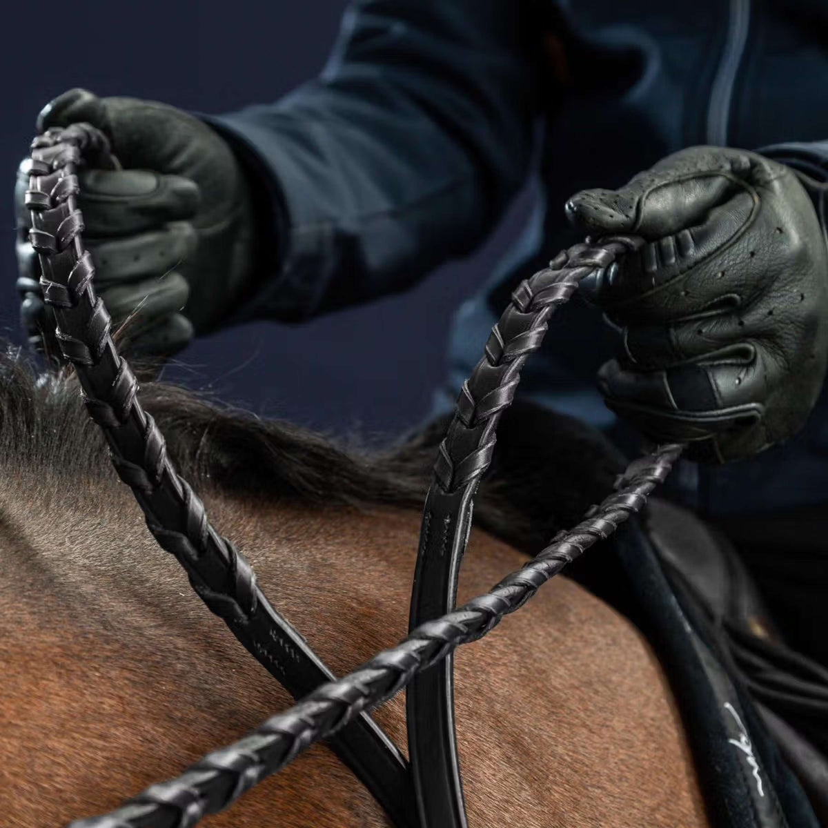 Dyon Zügel 1/2 Geflochten Schwarz