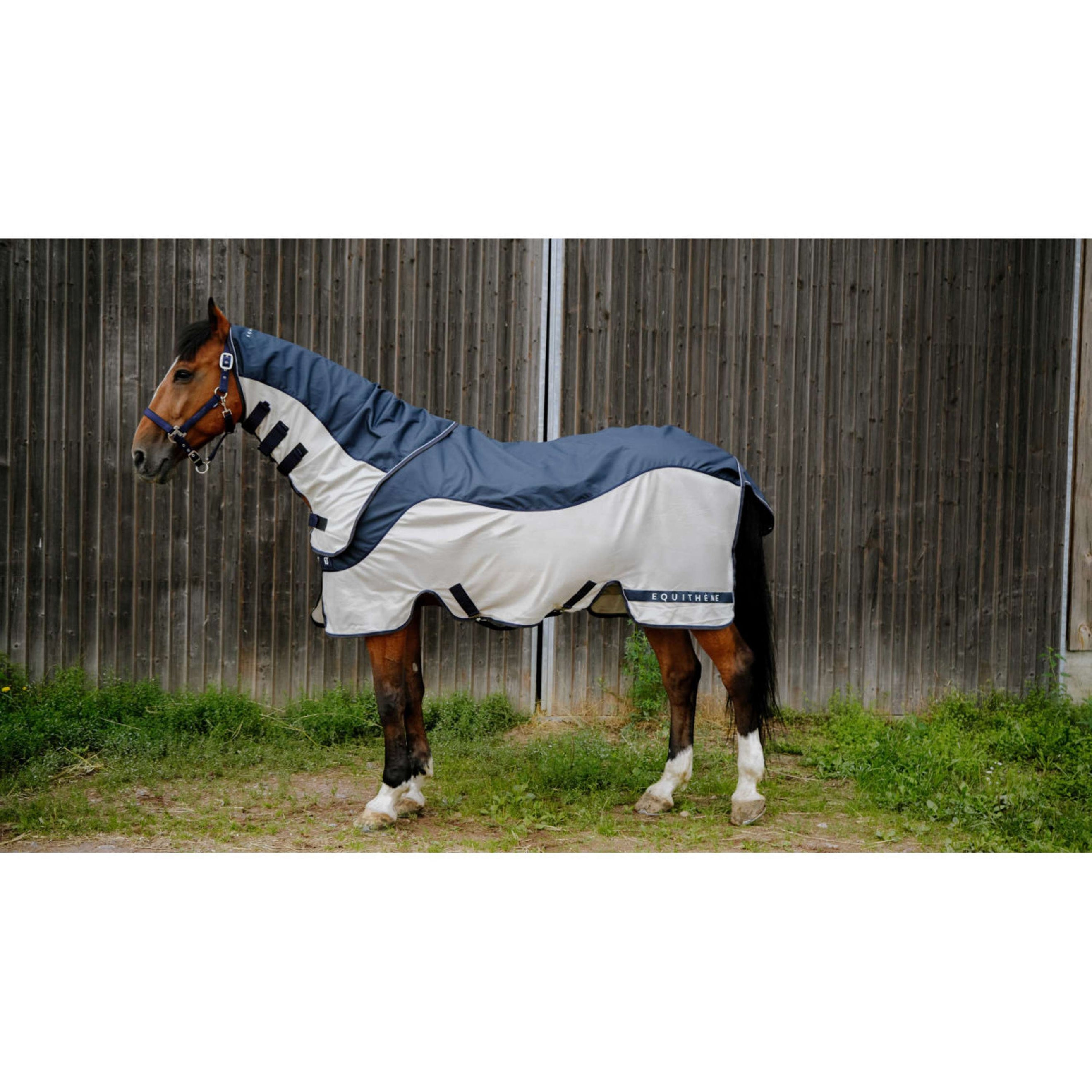 EQUITHÈME Fliegendecke TYREX Combofly 600D mit Halsteil Navy Blue/Grey
