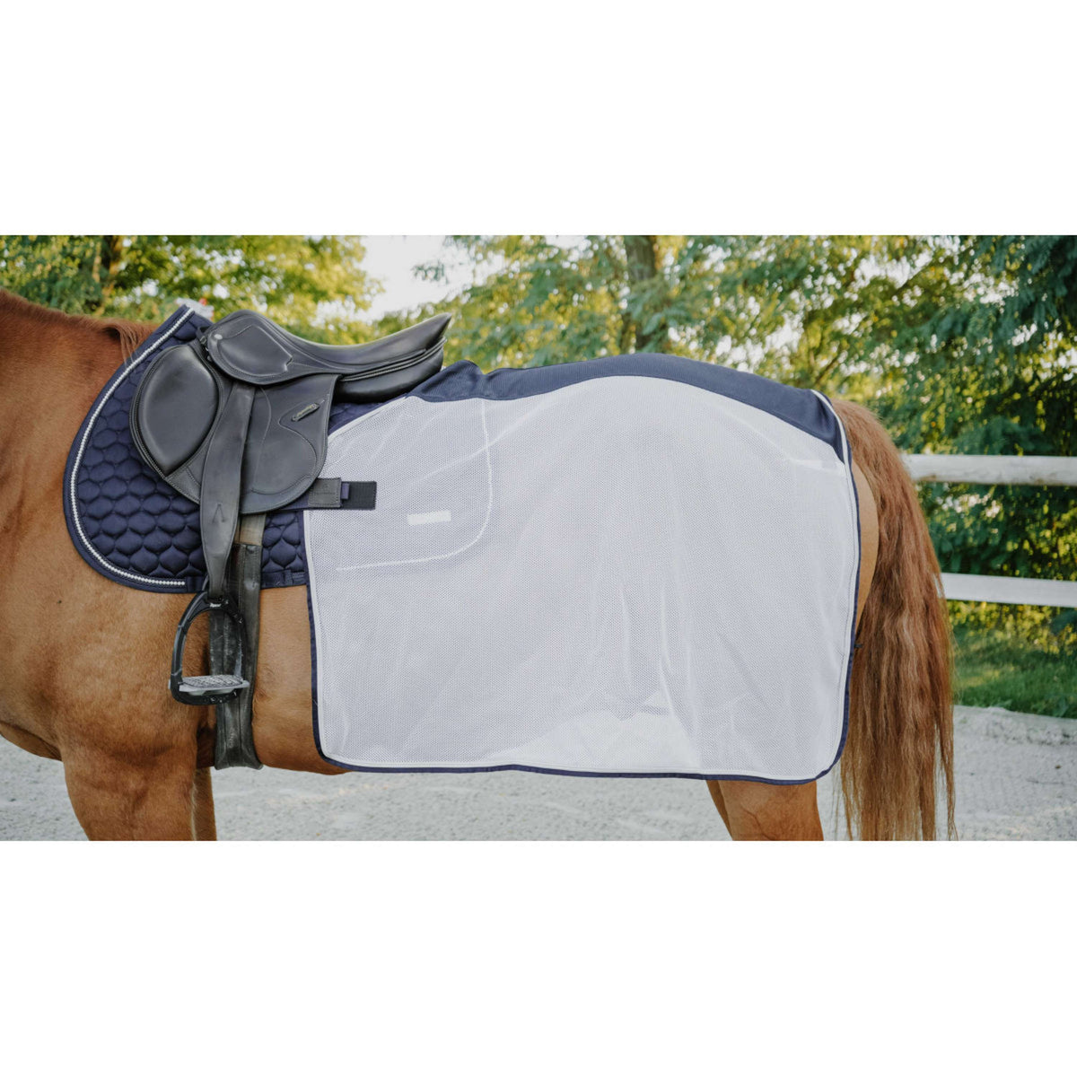EQUITHÈME Ausreitdecke Flycool square Navy/Weiß