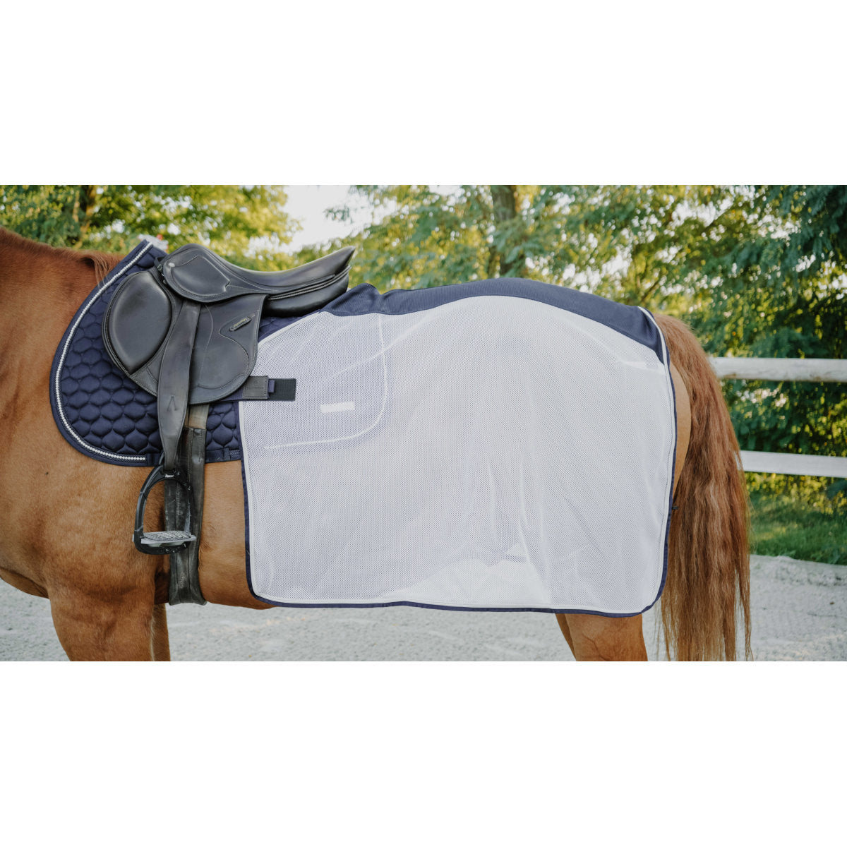 EQUITHÈME Ausreitdecke Flycool square Navy/Weiß