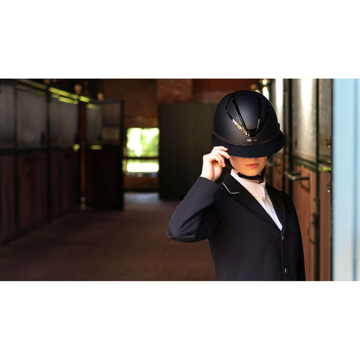 Lami-Cell Kappenriemen Strass Schwarz