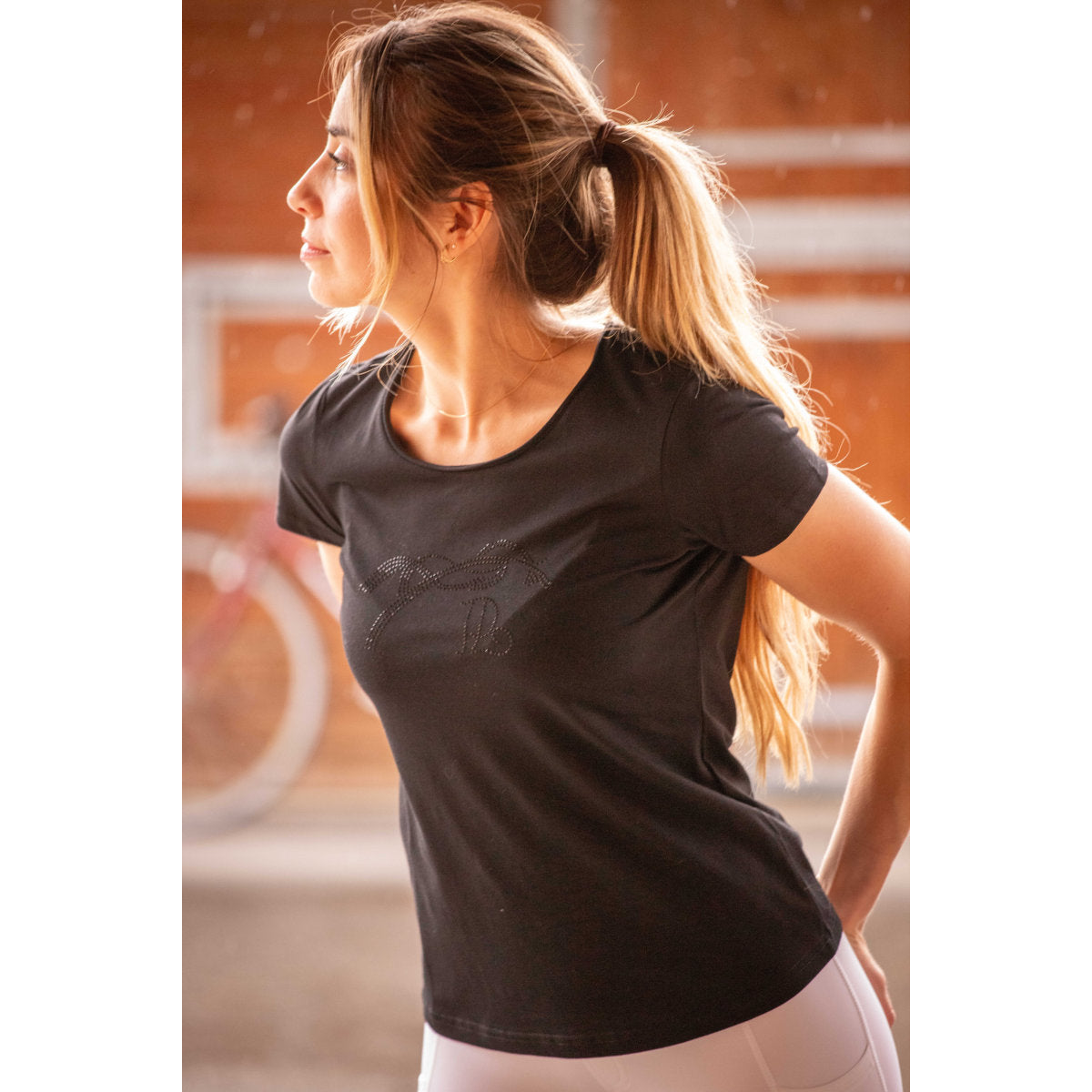 Pénélope T-Shirt Iconic Strass Schwarz