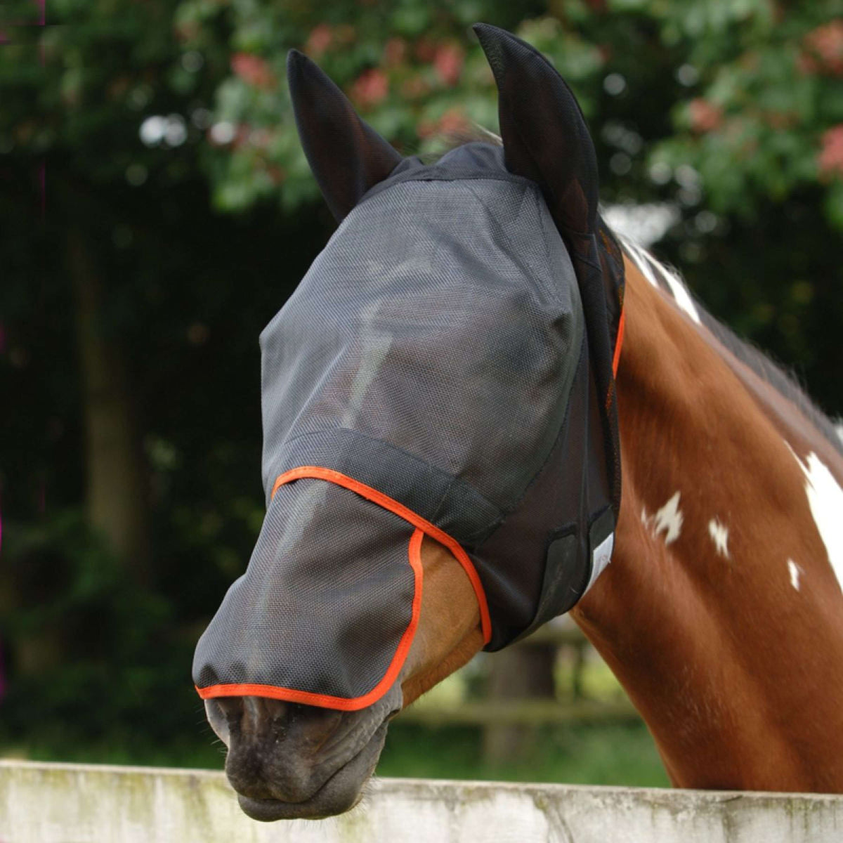 Equilibrium Fliegenmaske Field Relief Max Mit Nüsternschutz Schwarz/Orange