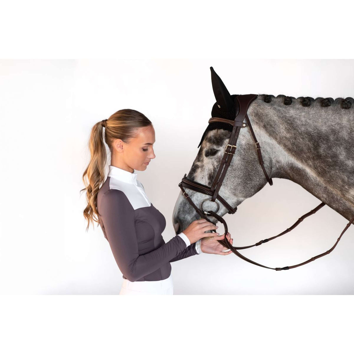 Equestrian Stockholm Turniershirt Fine Line Weiß/Dark Purple