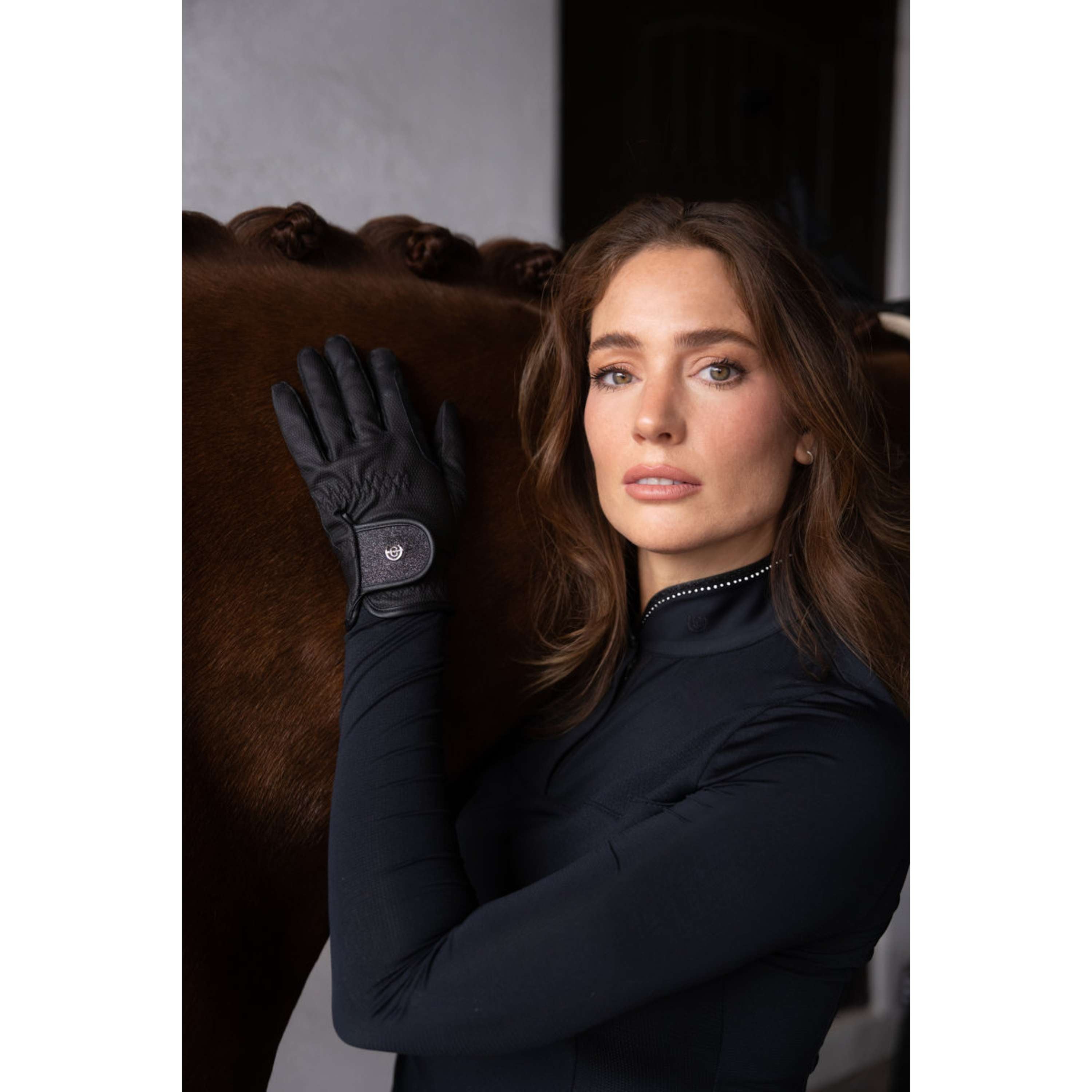 Equestrian Stockholm Reithandschuhe Motion All Black Glimmer