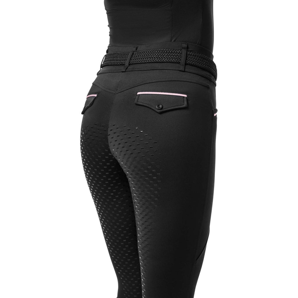 Equestrian Stockholm Reitleggings Premium Full Grip Black & Pink Glimmer
