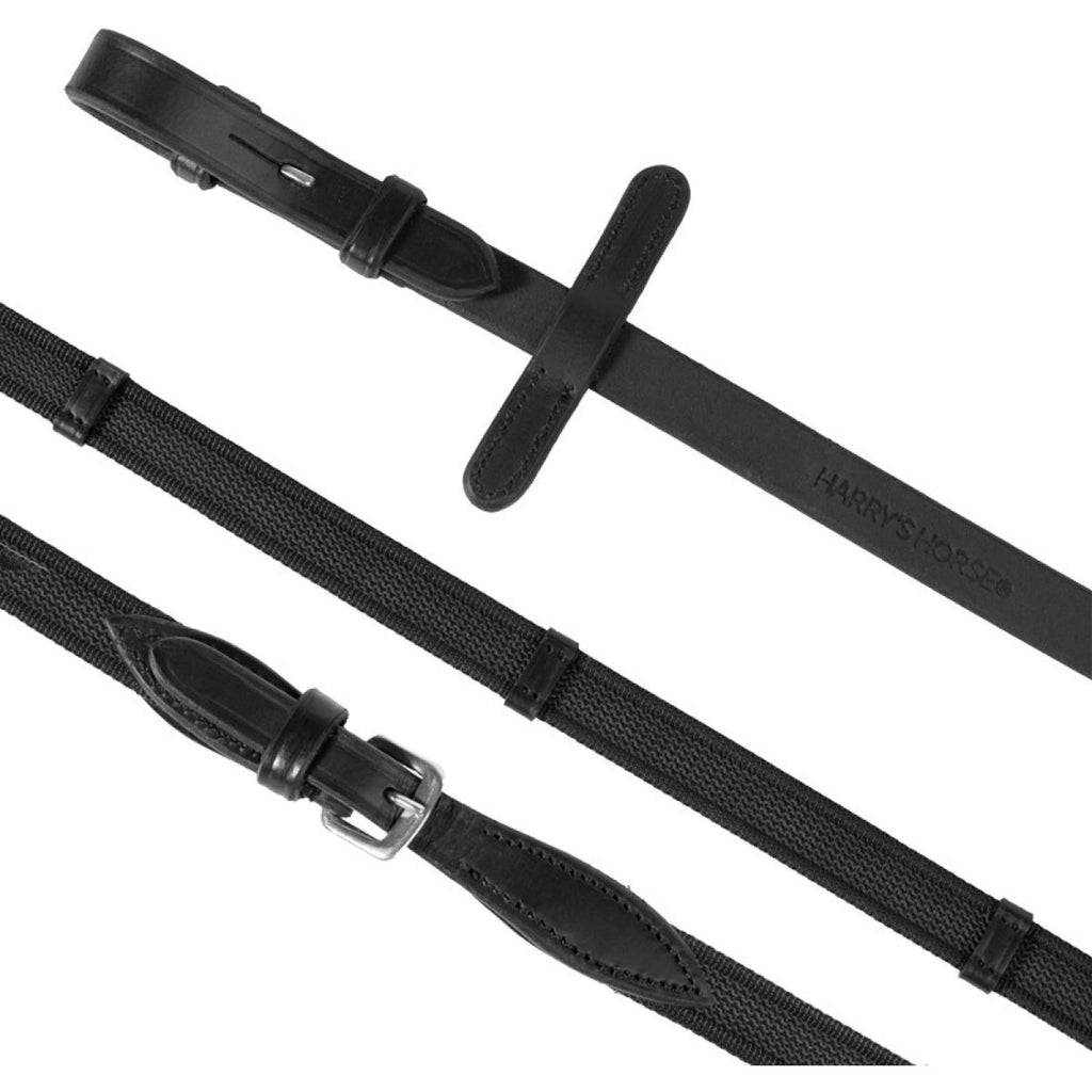 Harry's Horse Zügel Supergrip mit Stops Schwarz