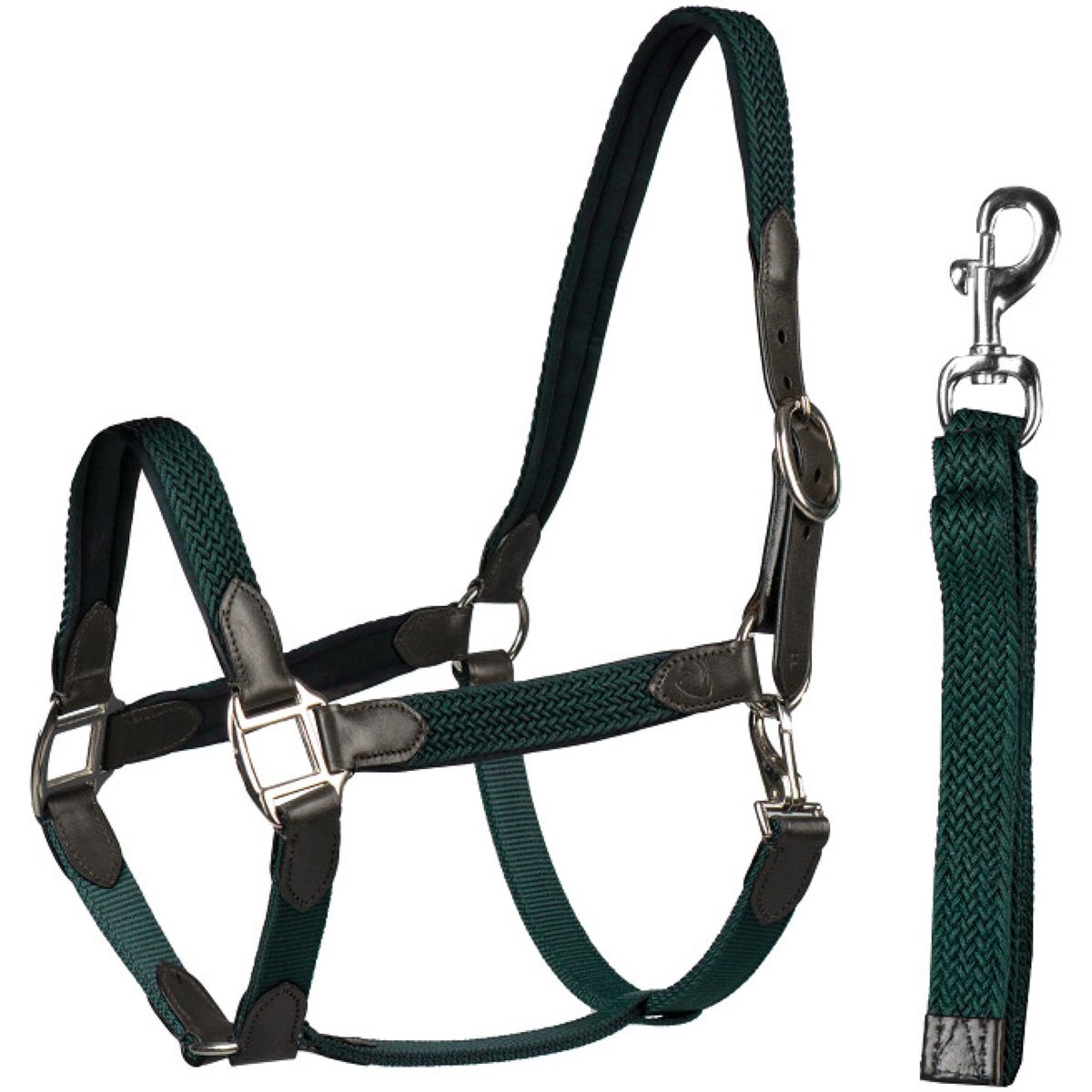 HORKA Halfter Set Leder mit geflochtenem Nylon Braun/Grün
