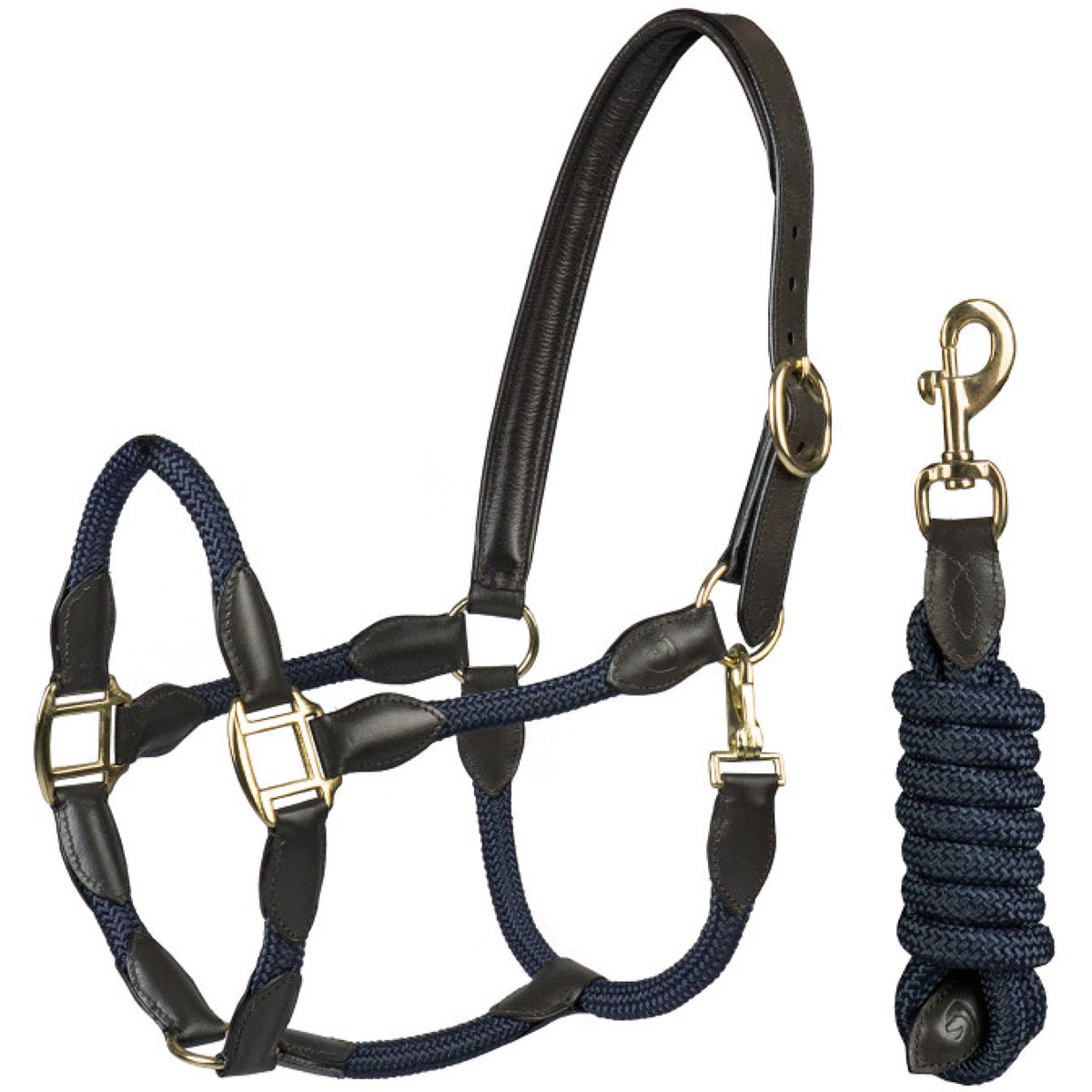 HORKA Halfter Set Leder mit Schnur Braun/blau