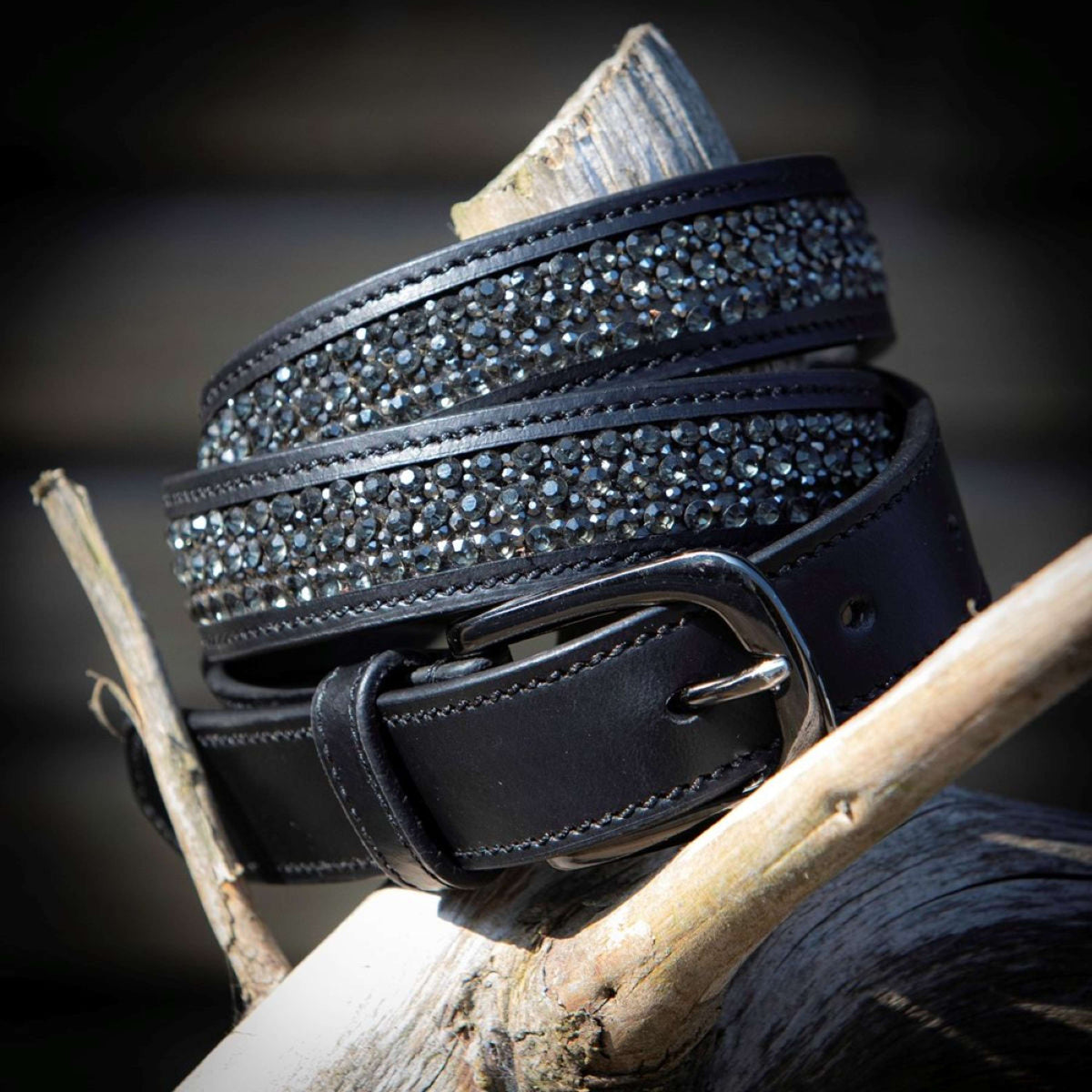 Harry's Horse Gürtel Leder Crystal Schwarz/Gunmetal