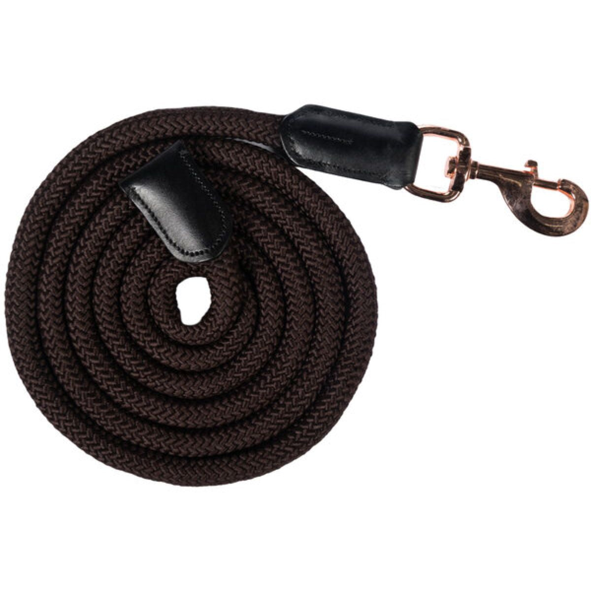 HKM Führstrick Rosegold Glamour Karabinerhaken Braun/Rosegold