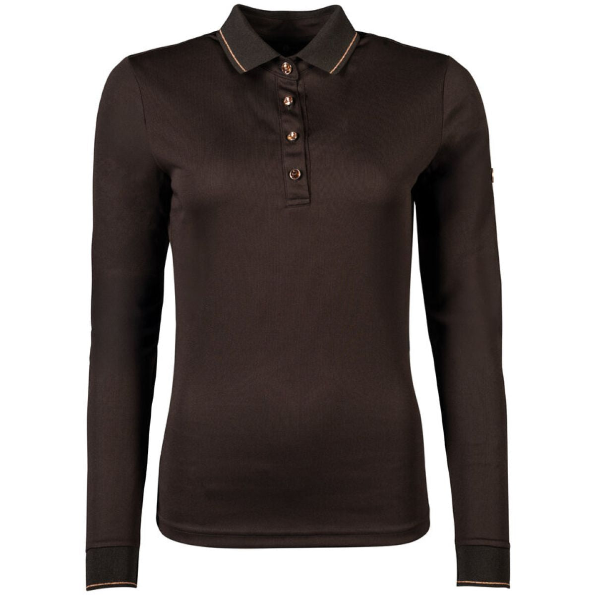 HKM Poloshirt Rosegold Glamour Longsleeve Braun/Rosegold