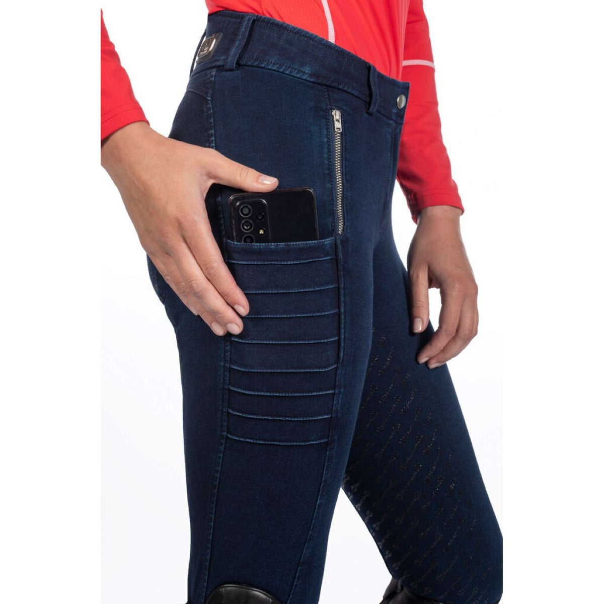 HKM Reithose Aruba Denim Full Grip Dunkelblau