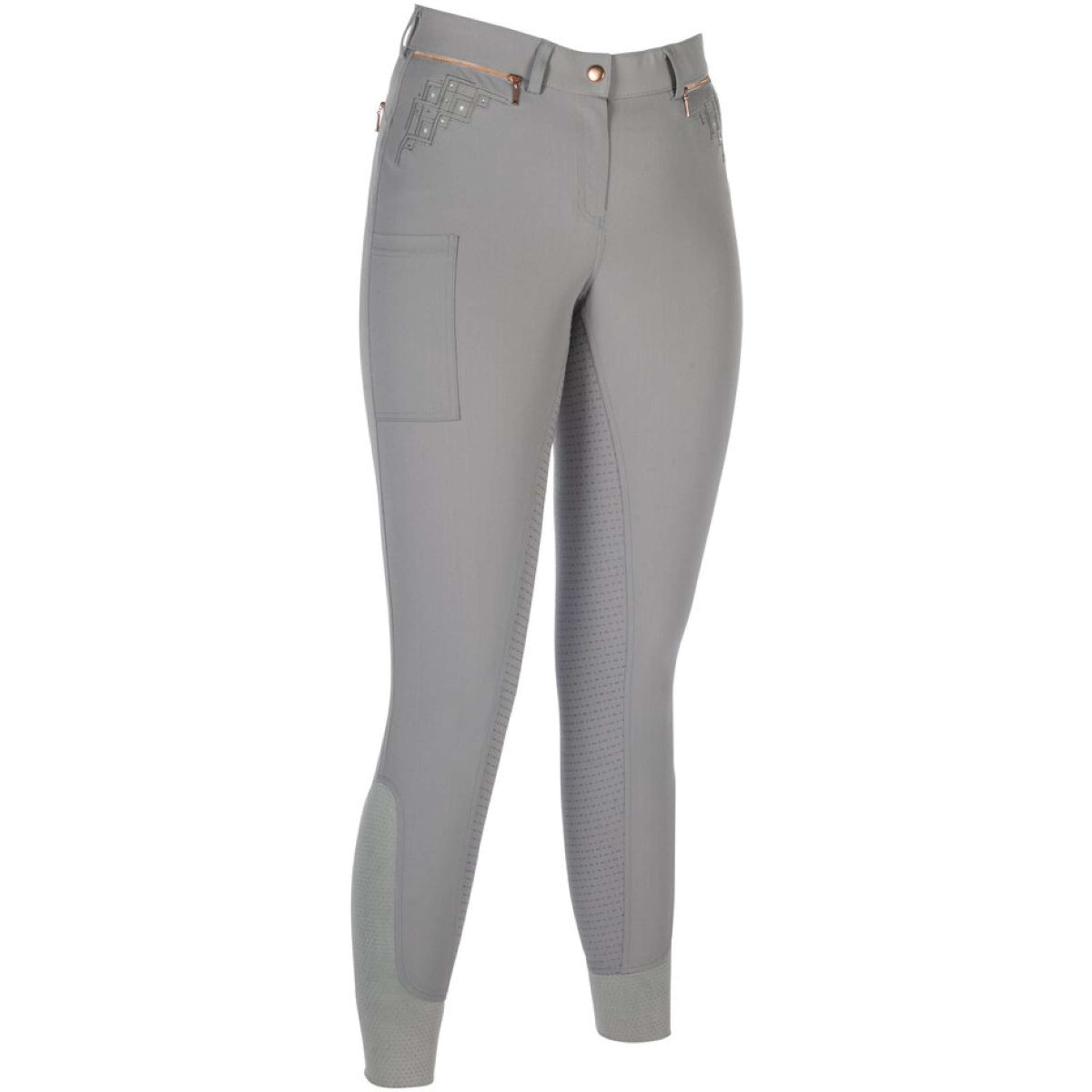 HKM Reithose Rosegold Sparkle Full Grip Grau/Roségold