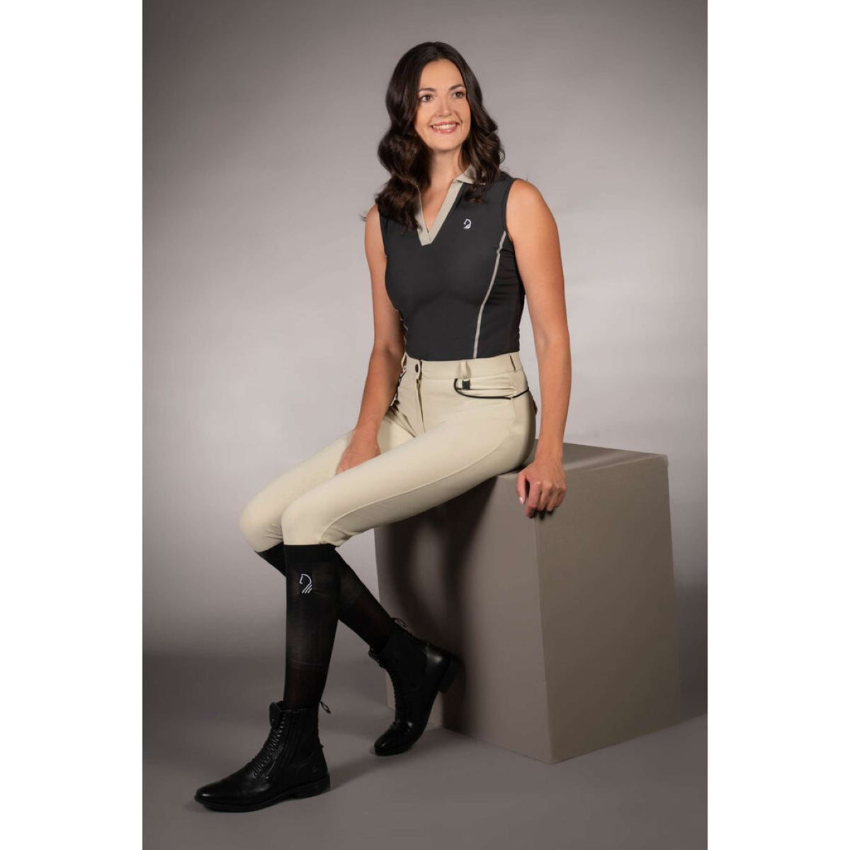 Lauria Garrelli Poloshirt Limone Ärmellos Schwarz