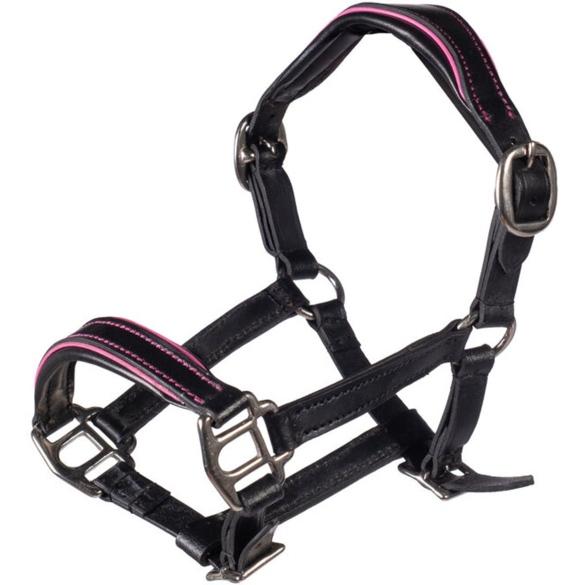 HKM Lederhalfter Hobby Horsing Schwarz/Rosa