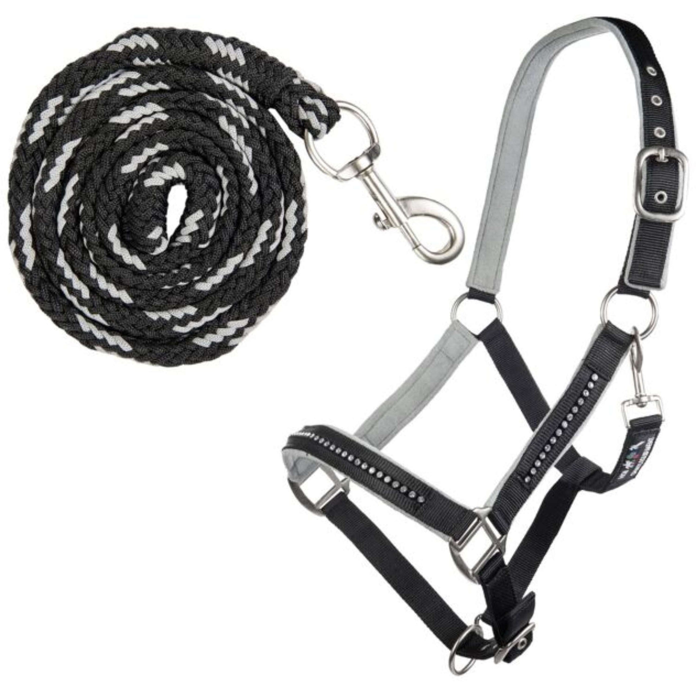 HKM Halfterset Crystal, weich unterlegt Schwarz/Grau HKM Halfterset Crystal, weich unterlegt Schwarz/Grau