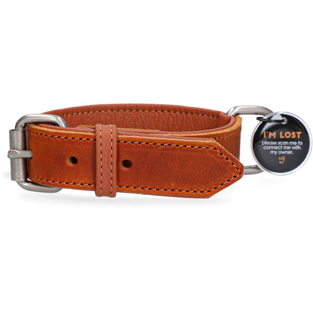 Spotted Pro! Hundehalsband Leder Cognac