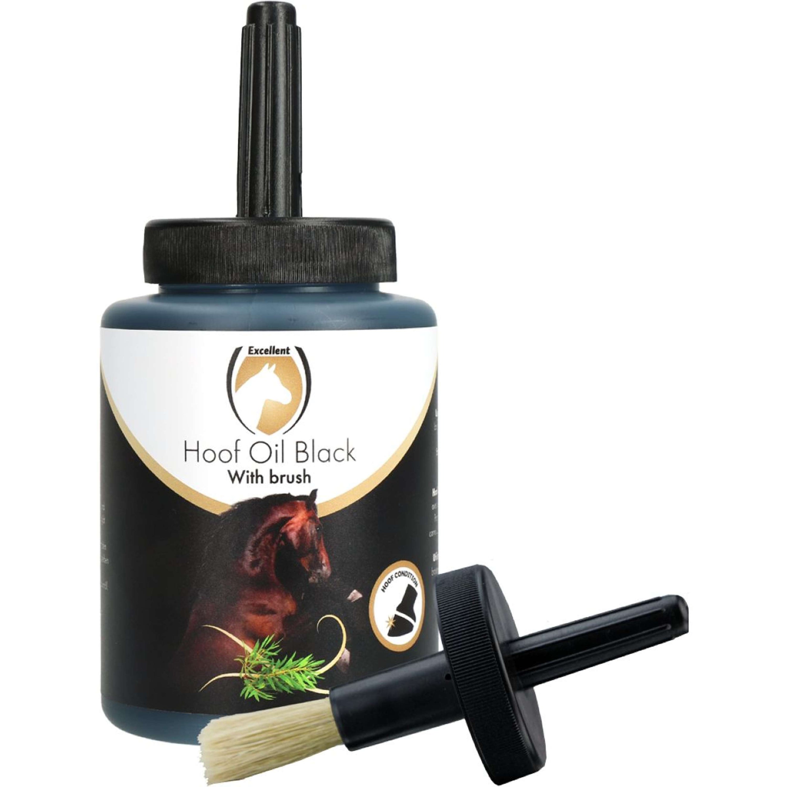 Excellent Hoof Oil with Brush Schwarz