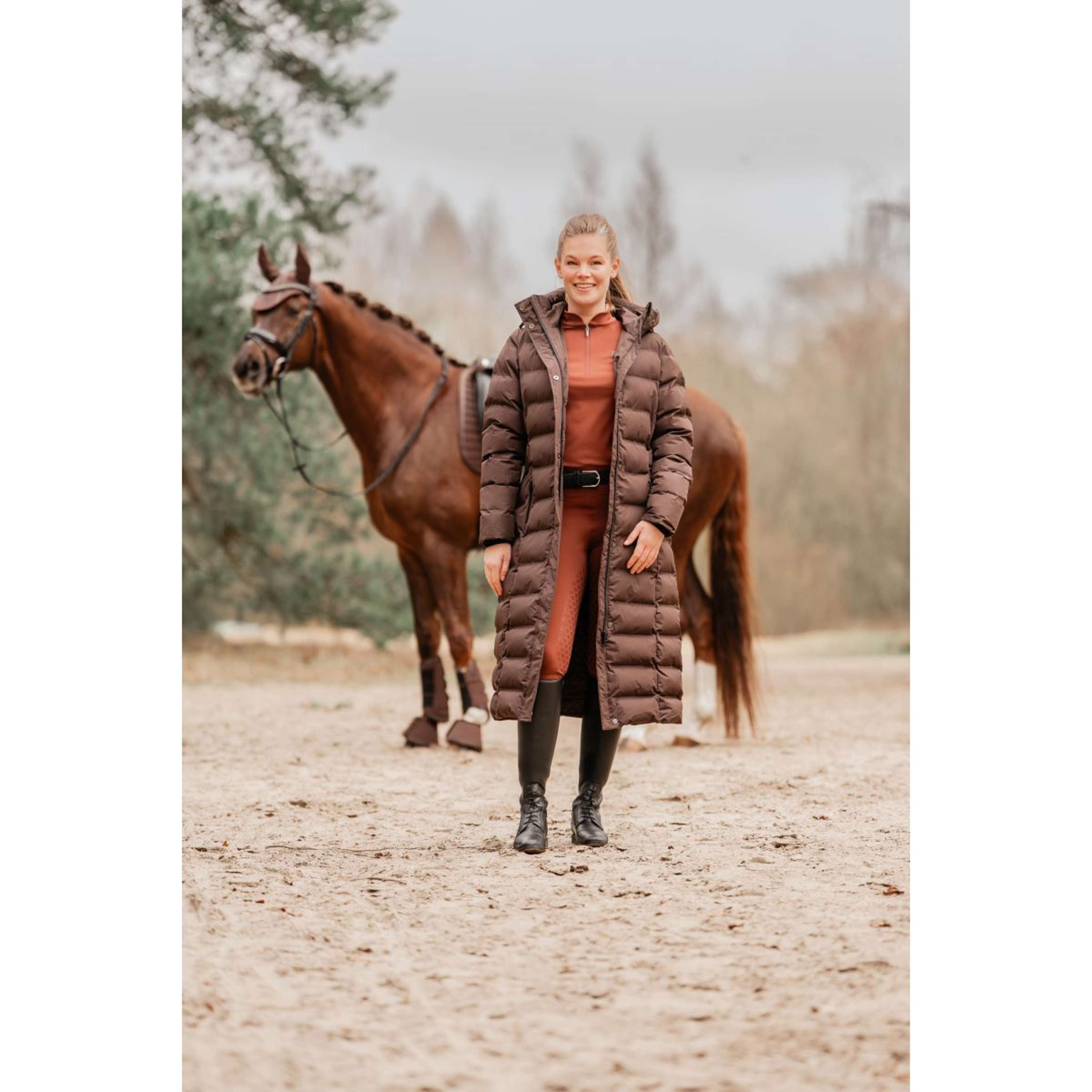 EQPRO Langer Steppmantel Eloise Schokolade