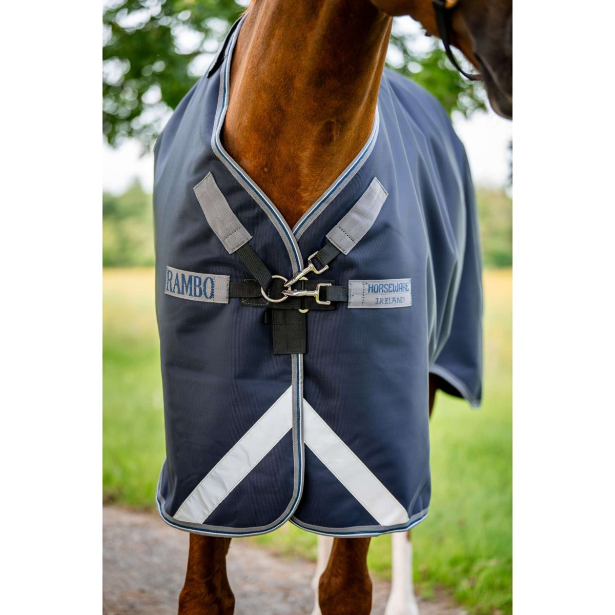 Rambo Turnout Rug 1680D Varilayer 250g Navy/Thunderstorm Grey/Silver