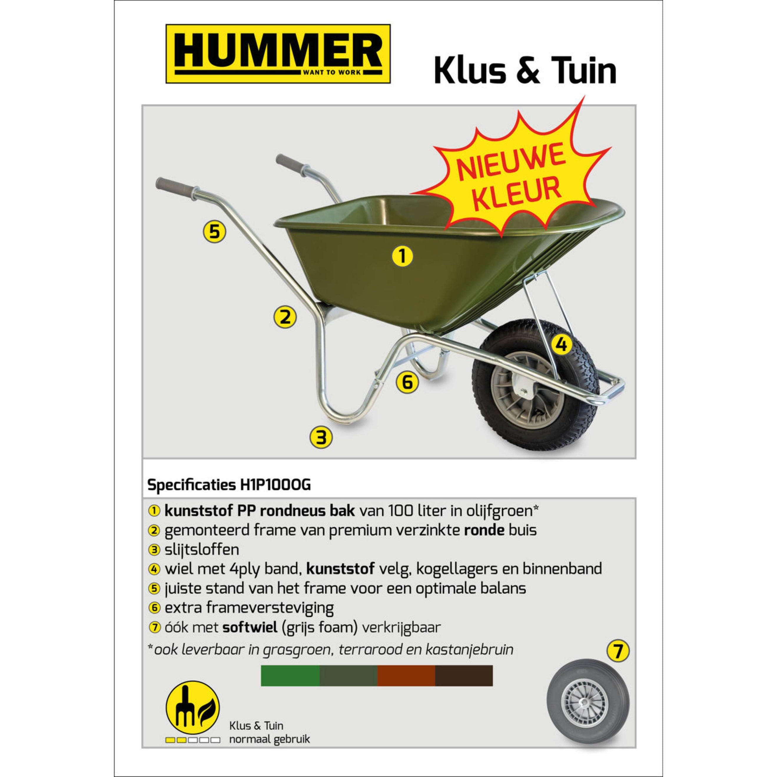Hummer Schubkarren Luftreifen Olivgrün