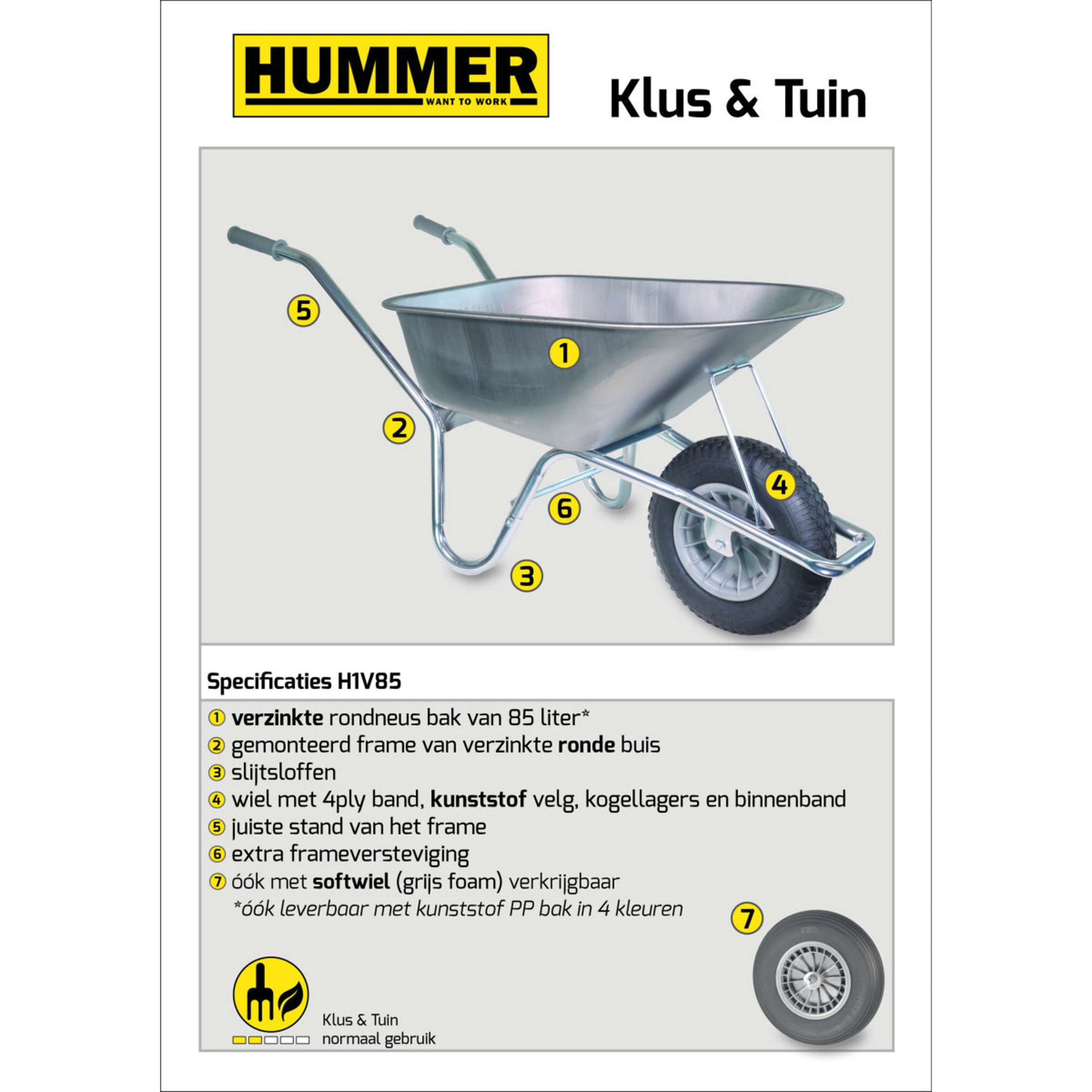 Hummer Schubkarren Weiches Rad Verzinkte