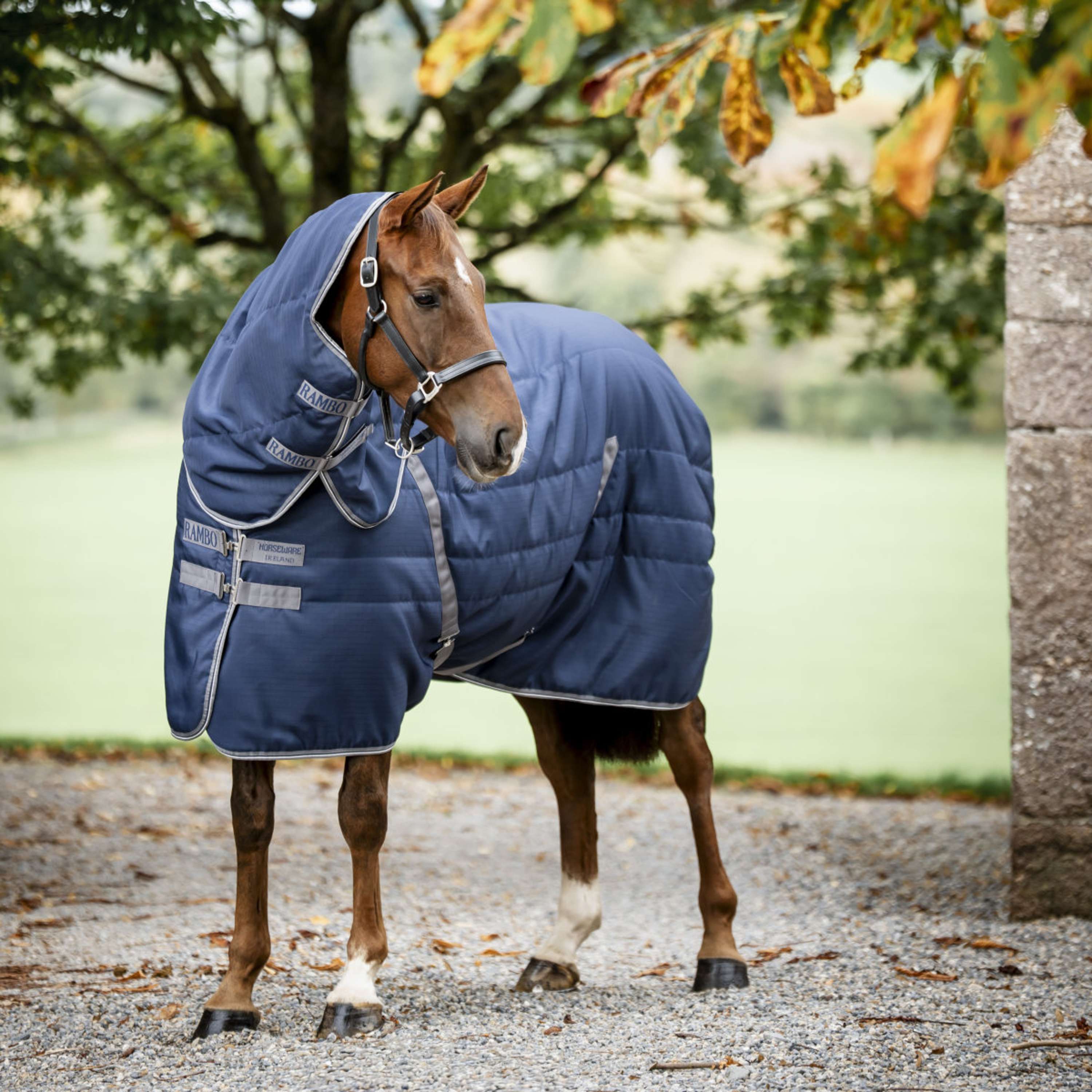 Rambo Halsteil Stalldecke 200g Navy/Thunderstorm Grey/Silver