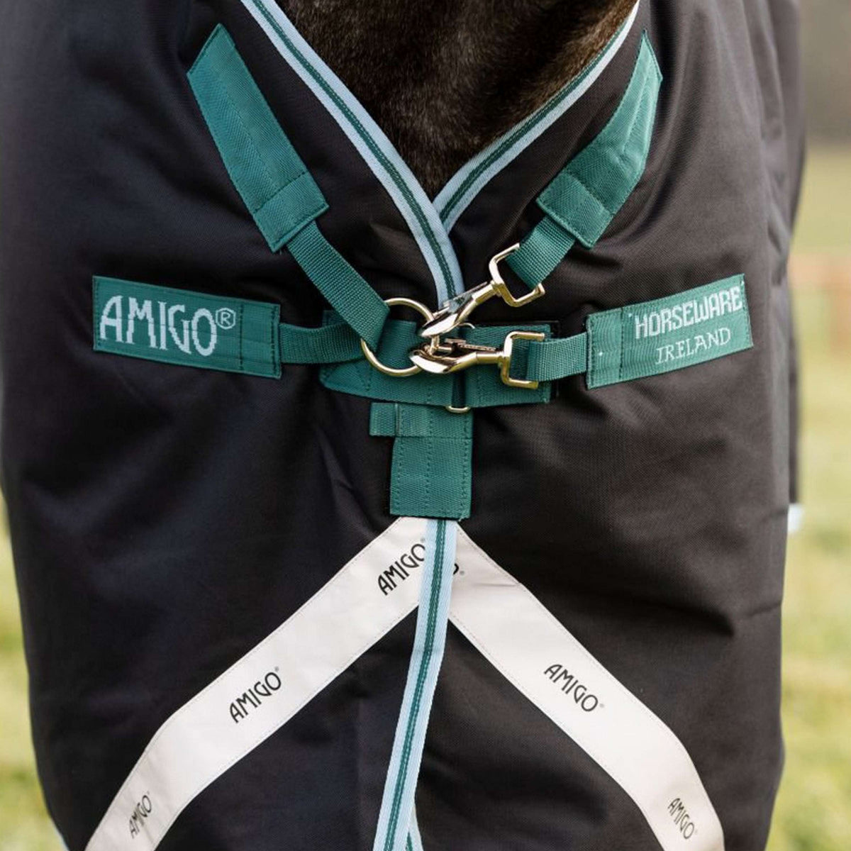 Amigo by Horseware Bravo 12 Plus Turnout Medium 250g Navy/Aqua