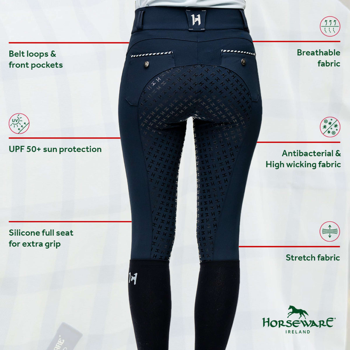 Horseware Reithose Newmarket High Rise Full Seat Navy