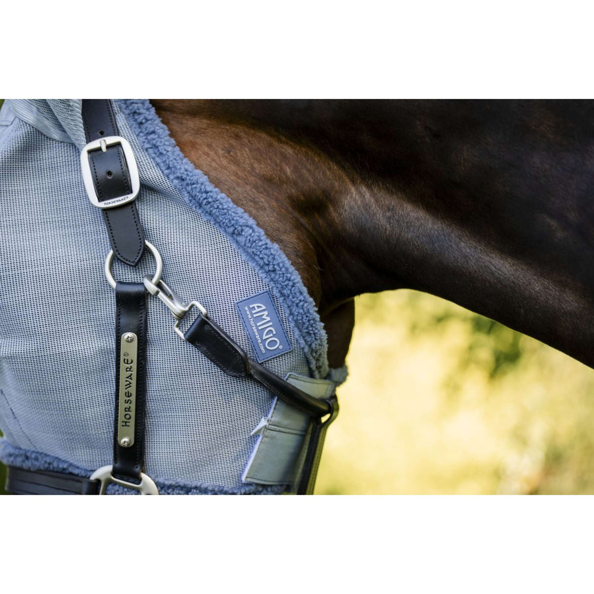 Amigo Fly Mask Heather Blue/Blue/Silver