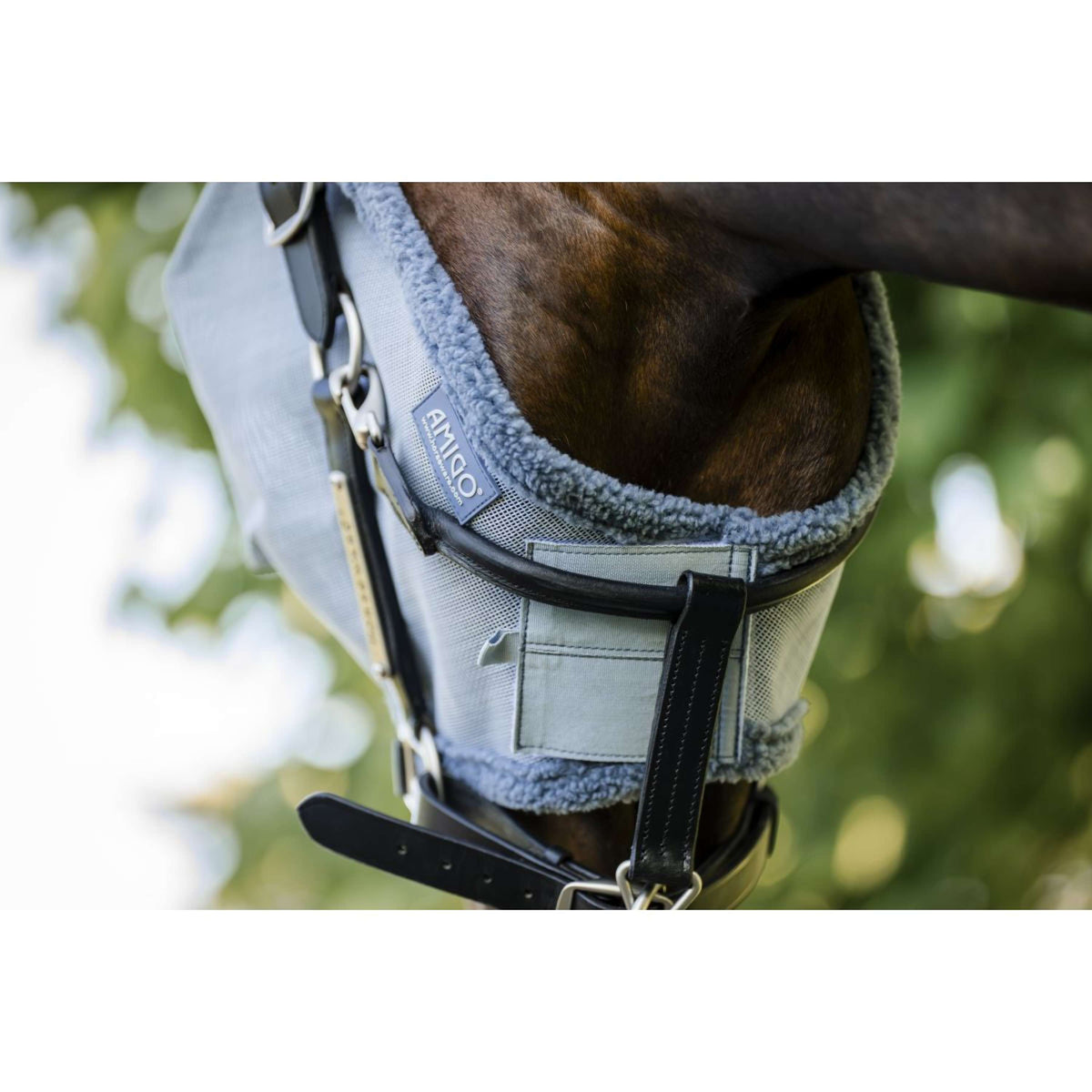 Amigo Fly Mask Heather Blue/Blue/Silver